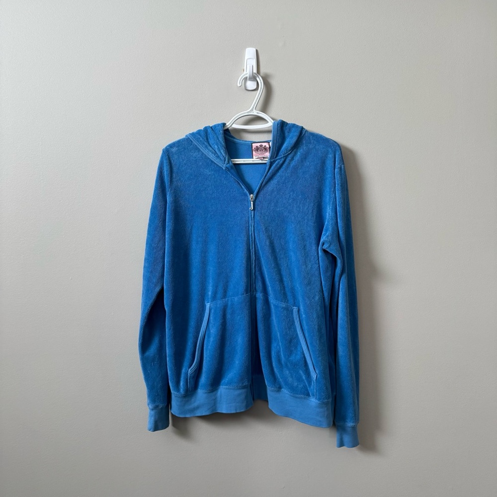 Juicy Couture Y2K Blue Terry cloth full zip up hoodie